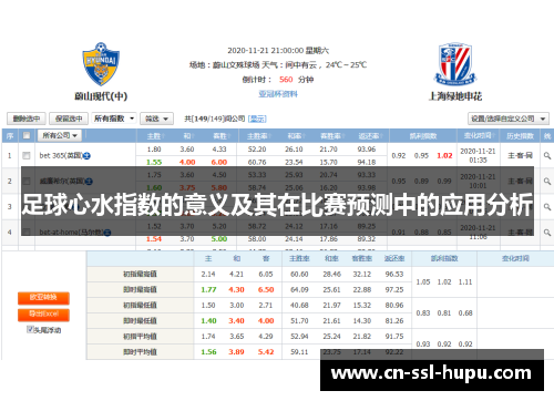 足球心水指数的意义及其在比赛预测中的应用分析